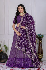 Purple Color Lehenga Choli Set with Heavy Embroidery
