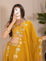Yellow Lehenga Choli Set with Embroidered Blouse & Dupatta