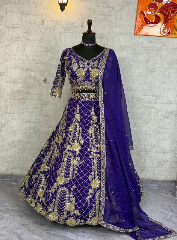 Premium Soft Net Lehenga Choli with Sequins Coding Work