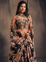 Black Floral Printed Designer Lehenga Choli for Wedding & Festive Wear