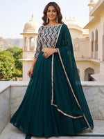 Stunning Green Sequins Georgette Party Wear Lehenga Choli With Dupatta