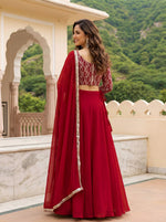 Stunning Red Sequins Georgette Party Wear Lehenga Choli With Dupatta