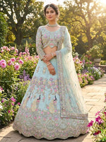 Sky Blue Color Designer Embroidery Lehenga Choli