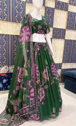 Green Premium Faux Georgette Lehenga Choli