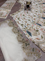 White Faux Georgette Lehenga Choli for Women