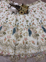White Faux Georgette Lehenga Choli for Women