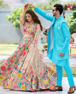 Charming Multicolored Thread And Sequins Embroidered Floral Lehenga - Joshindia