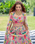 Charming Multicolored Thread And Sequins Embroidered Floral Lehenga - Joshindia