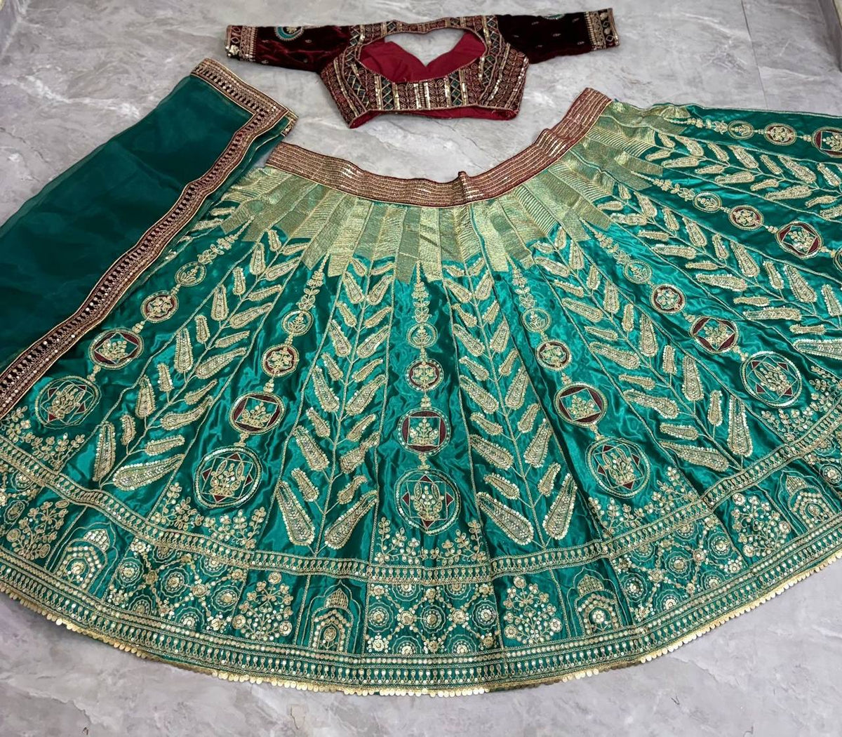 Green Premium Japan Satin Silk Lehenga Choli for Women