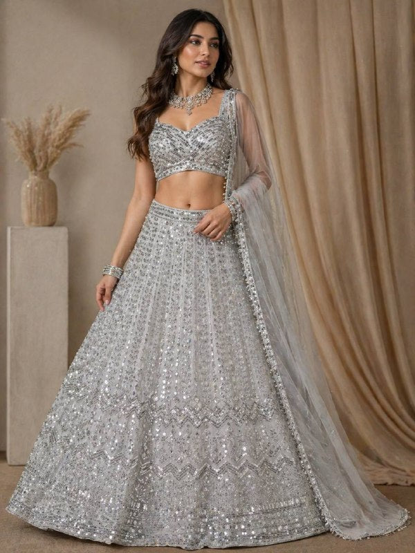 Gray Premium Faux Georgette Lehenga Choli for Women