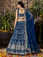 beautifully crafted Navy Blue dola silk jacquard Lehenga Choli