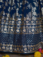 beautifully crafted Navy Blue dola silk jacquard Lehenga Choli