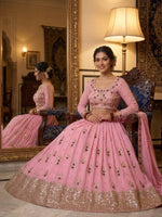 Pink Premium Faux Georgette Lehenga Choli for Women
