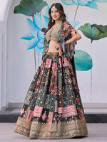 Black Multicolor Designer Printed Embroidered Lehenga Choli