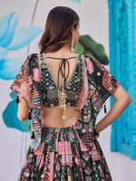 Black Multicolor Designer Printed Embroidered Lehenga Choli