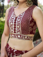 beautifully crafted Maroon dola silk jacquard Lehenga Choli