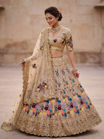 Off White Fox Georgette Sequins Embroidered Lehenga Choli