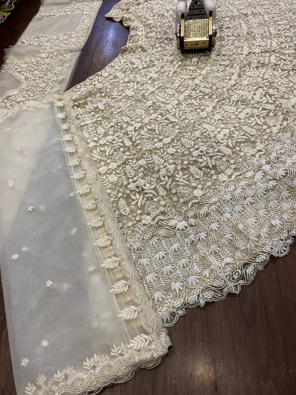 White Color Designer Butterfly Net Lehenga Choli for Women