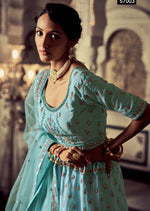 Buy Beautiful Heavy Designer Turquoise Color Lehenga Choli For Reception Look - Joshindia