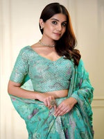 elegant multicolor Organza floral print Lehenga Choli