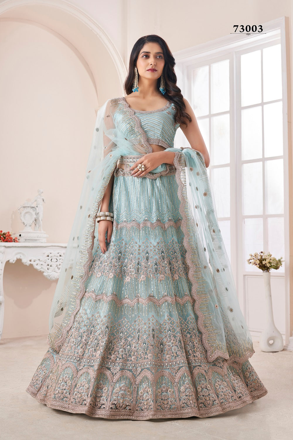 Premium Turquoise Blue Color Heavy Designer Lehenga Choli Buy Online - Joshindia