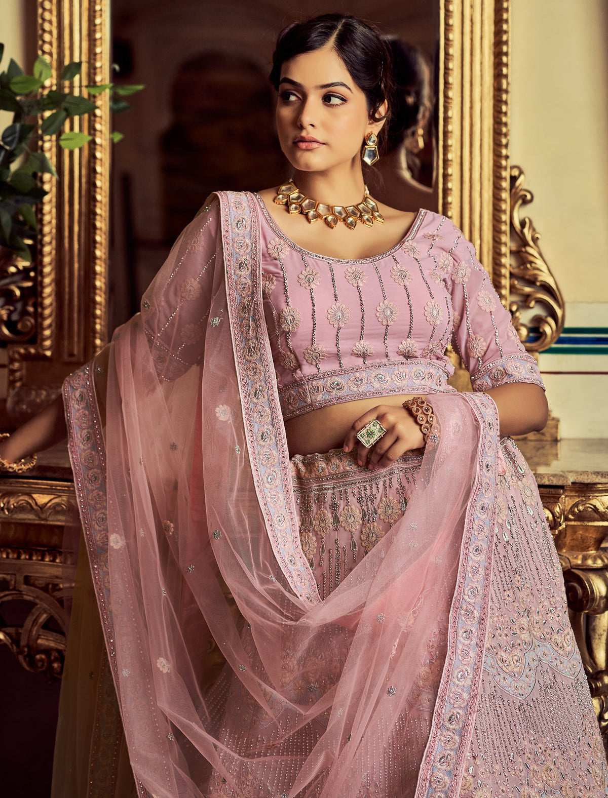 Buy Latest Indian Designer Pink Lehenga Cholis Online - Joshindia