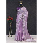 Lavender Jimmy Choo Chiffon Party Wear Saree with Heavy Pallu Embroidery