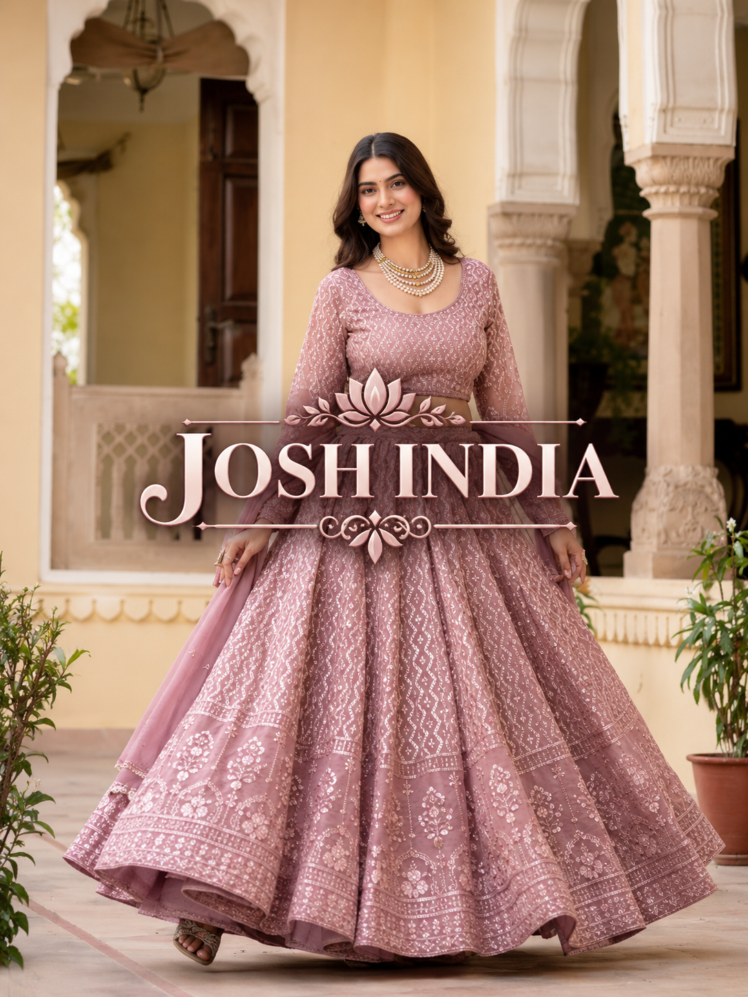 Rosy Brown Faux Georgette Lehenga Choli Thread Zari Sequence Work Semi Stitched