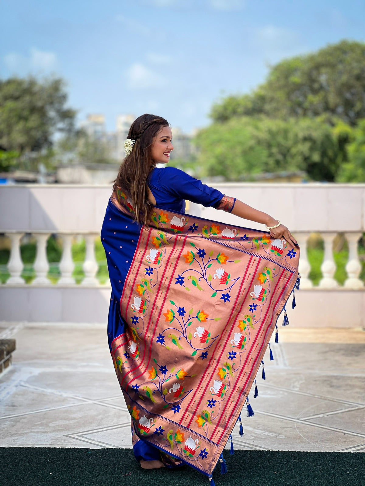Rajhans Woven Design Silk Blend Paithani Saree