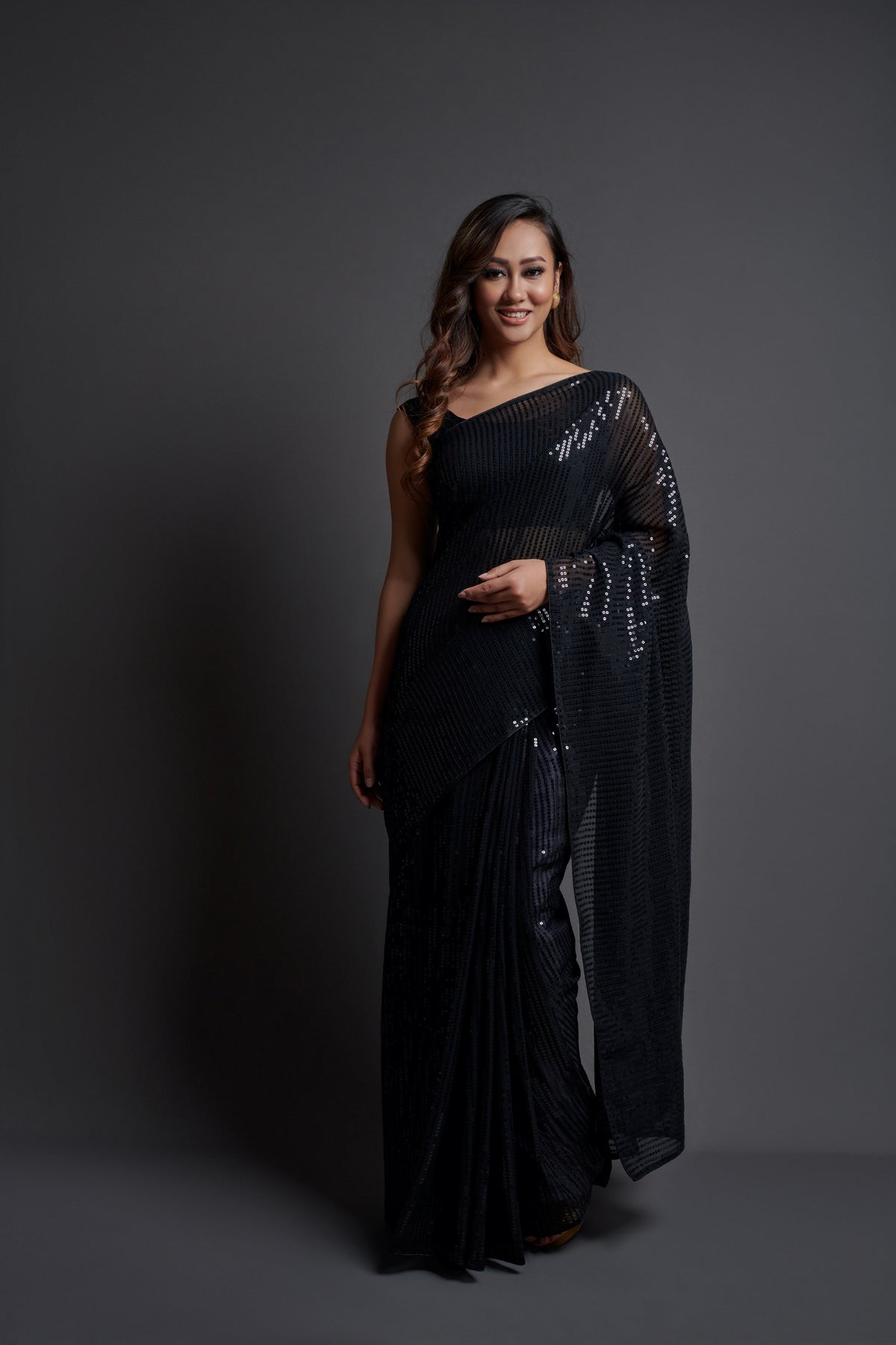 Buy Black Sequin Saree online at Best Prices in India - Joshindia