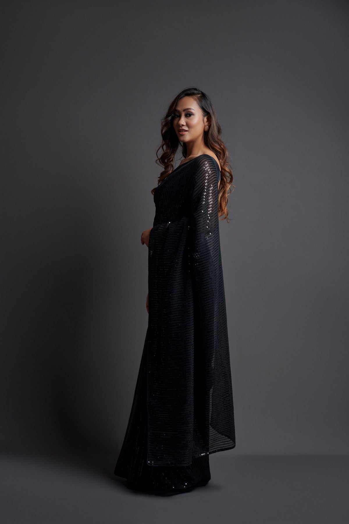 Buy Black Sequin Saree online at Best Prices in India - Joshindia