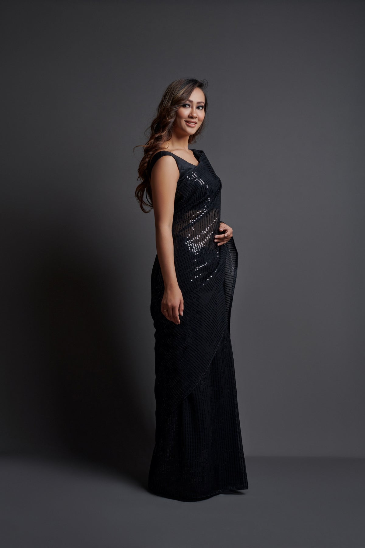 Buy Black Sequin Saree online at Best Prices in India - Joshindia