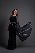 Buy Black Sequin Saree online at Best Prices in India - Joshindia
