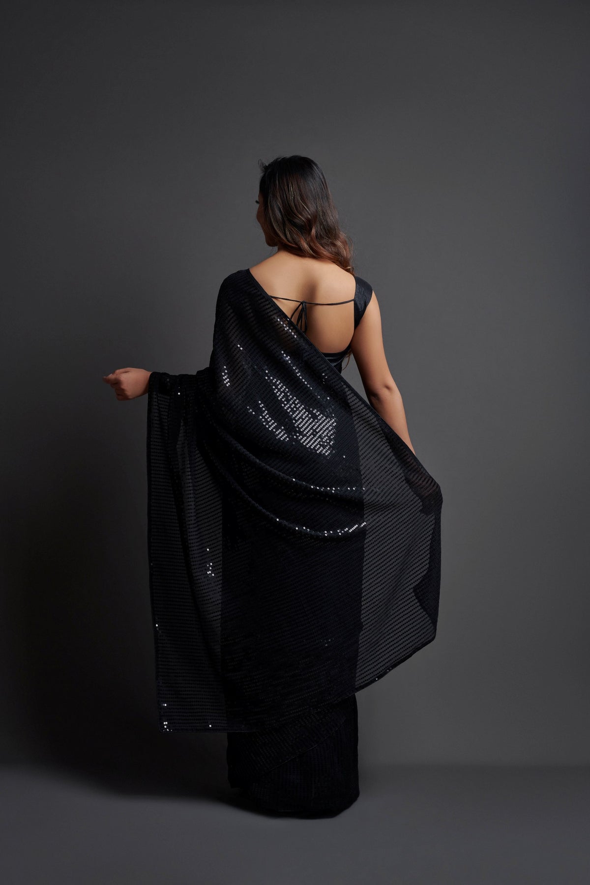 Buy Black Sequin Saree online at Best Prices in India - Joshindia