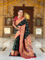 Two Tone Woven Design Silk Blend Paithani Saree
