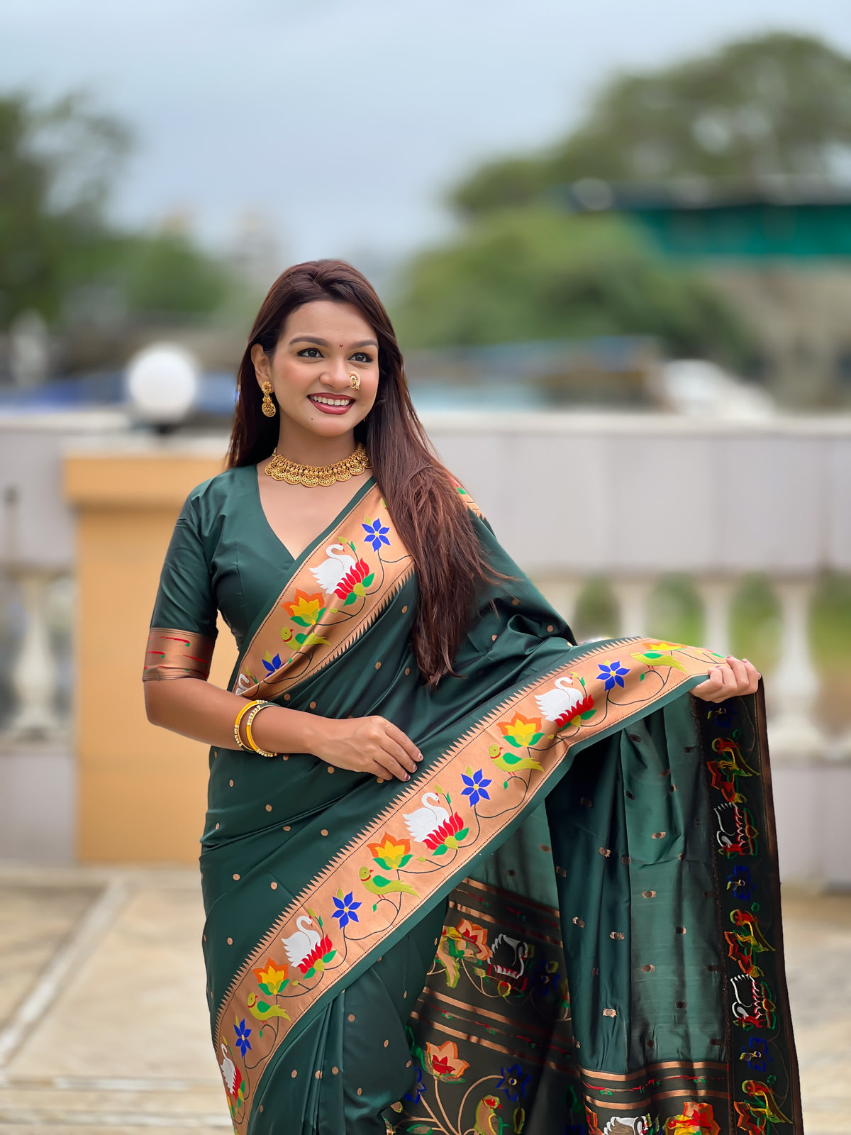 Rajhans Woven Design Silk Blend Paithani Saree