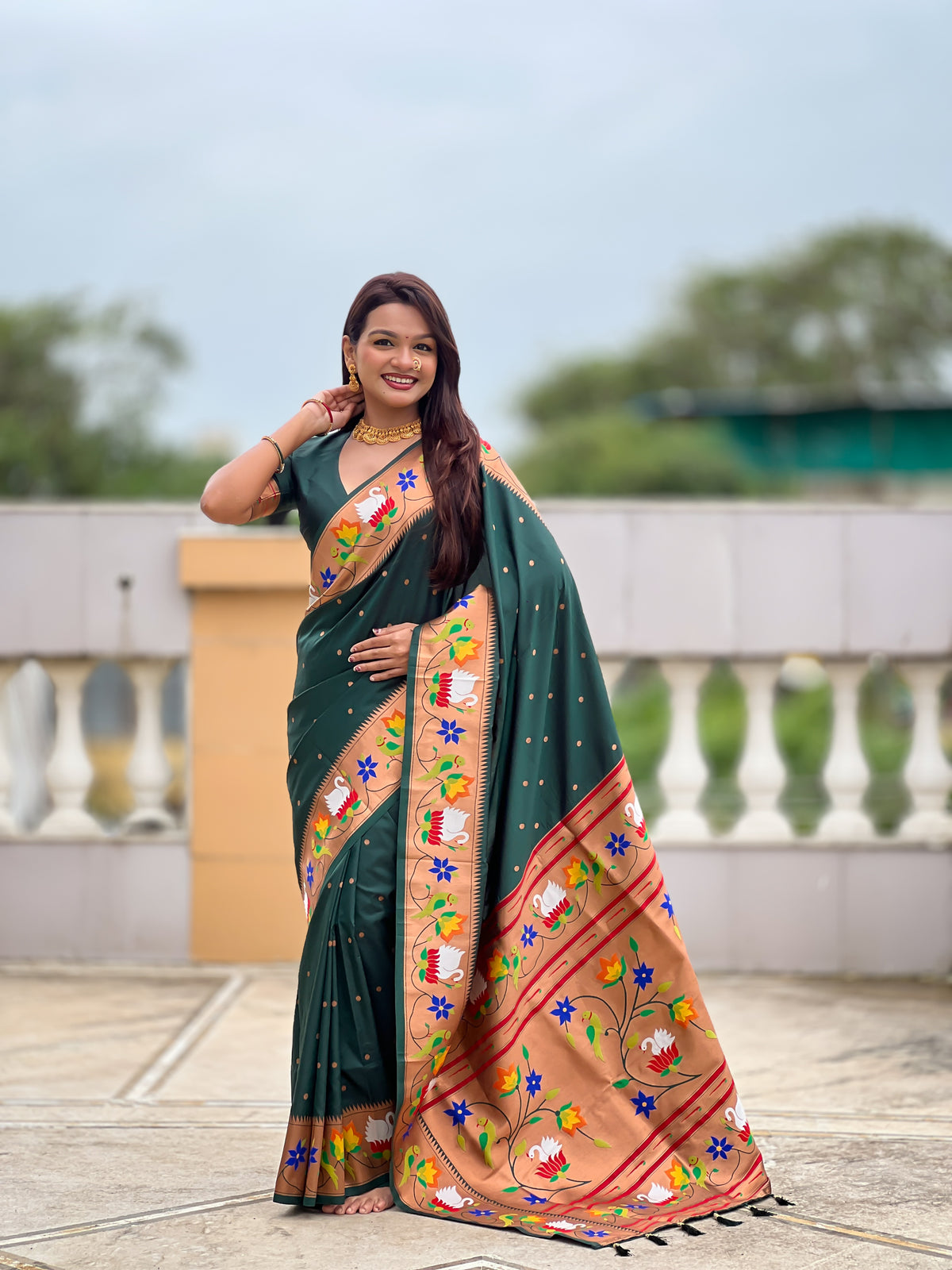 Rajhans Woven Design Silk Blend Paithani Saree