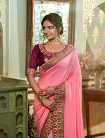 Buy Fancy Pink Saree for women Online - Joshindia