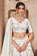 Lovely White Sequins & EmbroideredLehenga - Joshindia