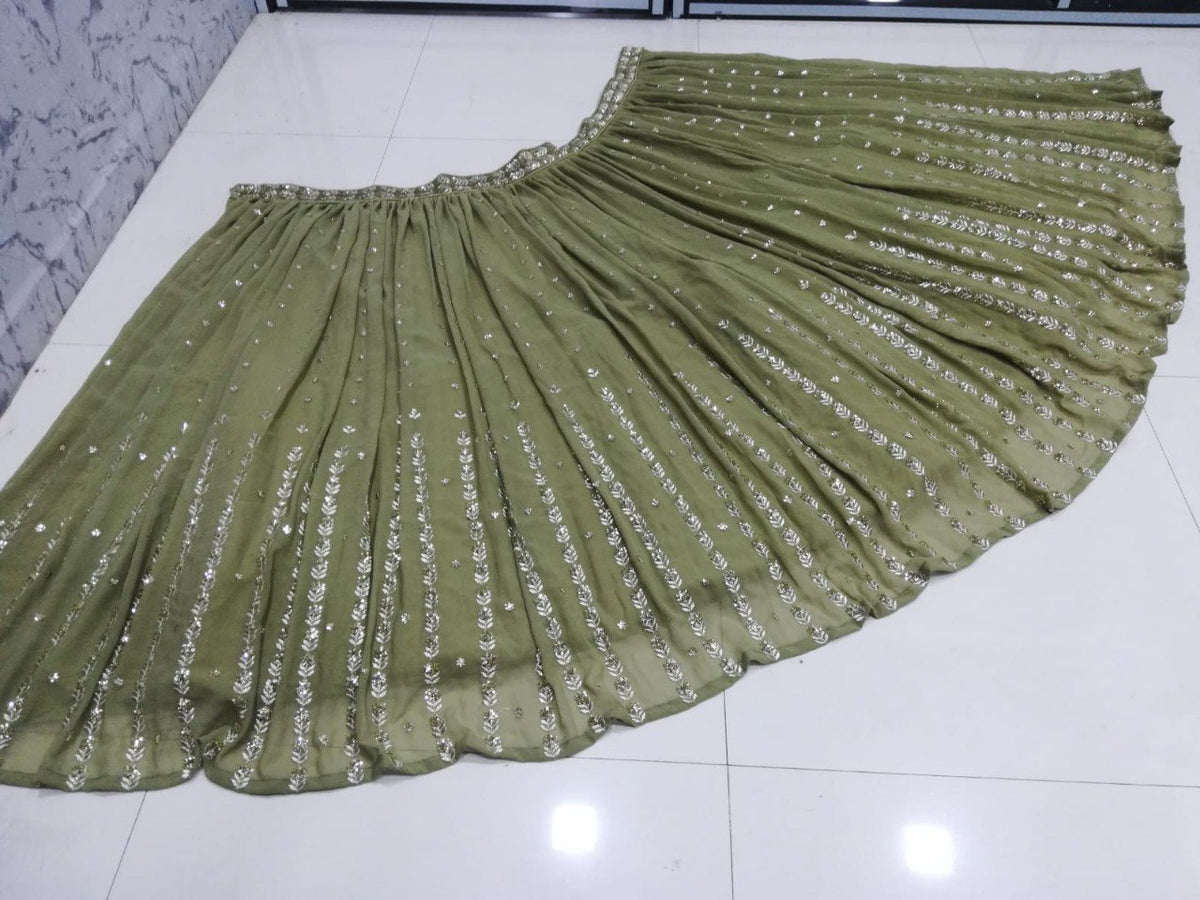 Green Color Designer Georgette Lehenga Choli