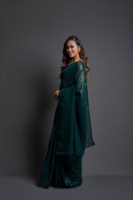 Buy Green Sequin Saree Online In India - Joshindia