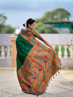 Peacock Woven Design Zari Paithani Saree
