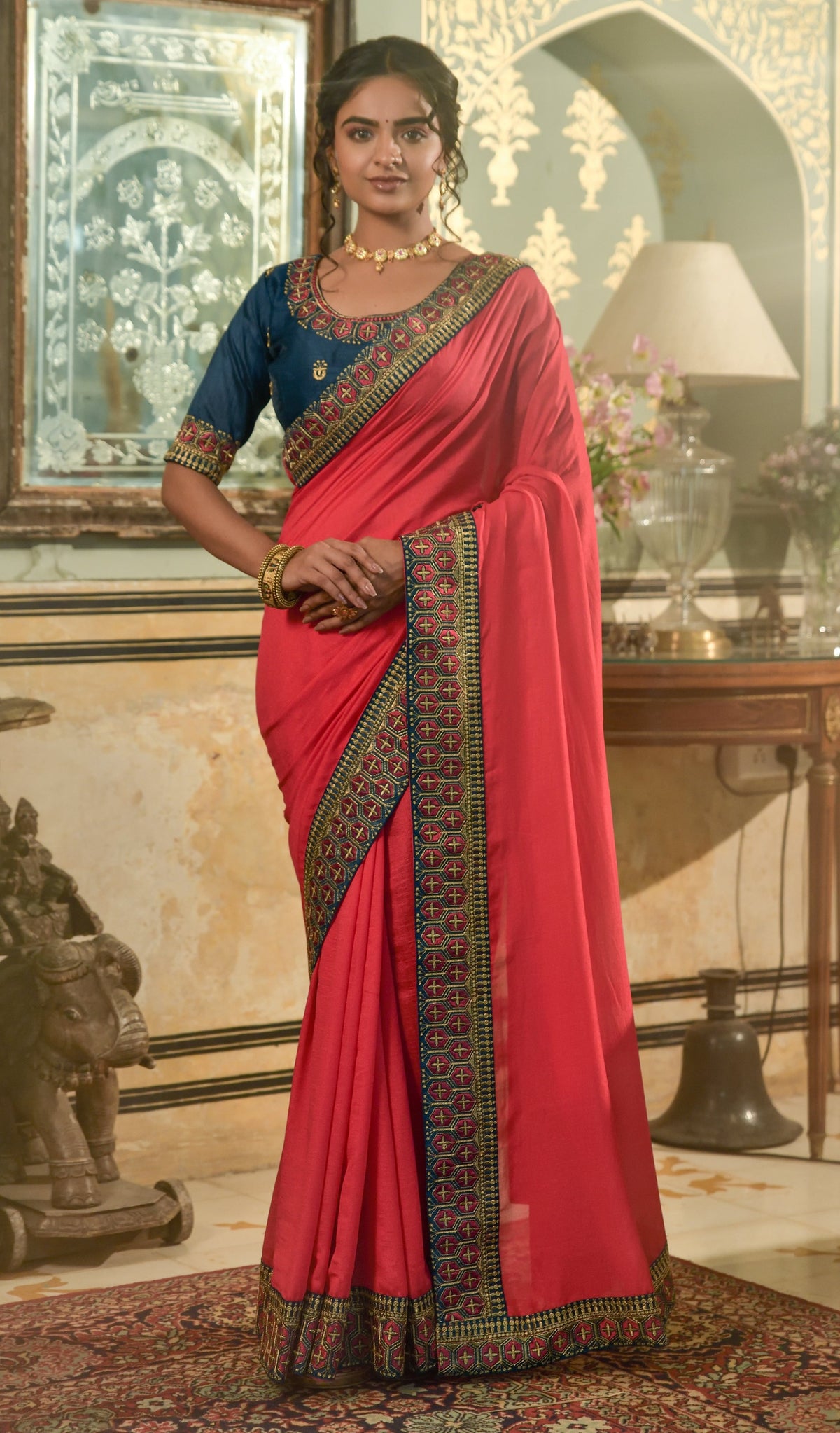 Buy Peach Color Sarees online at Best Prices in India - Joshindia