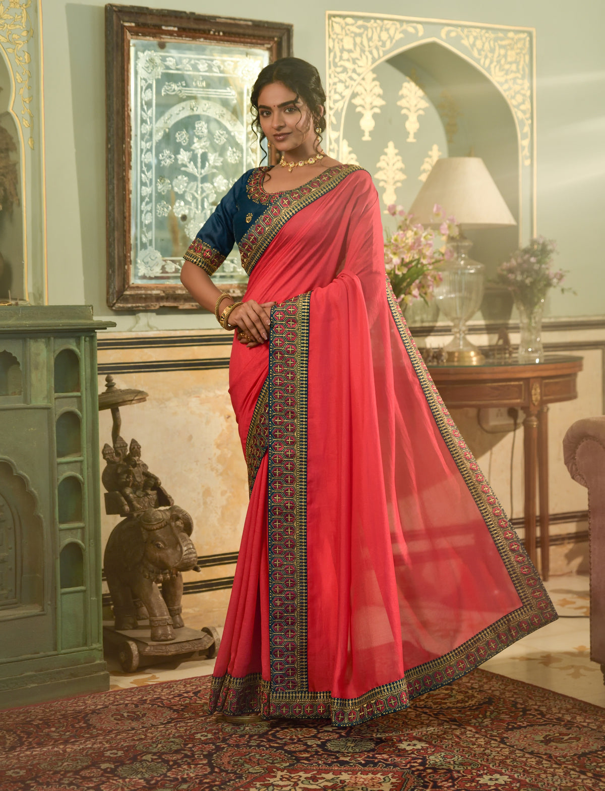 Buy Peach Color Sarees online at Best Prices in India - Joshindia