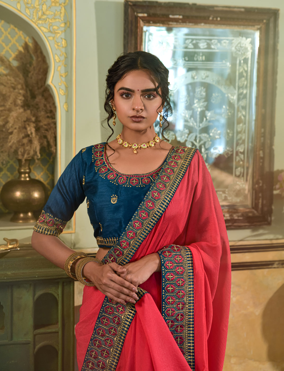 Buy Peach Color Sarees online at Best Prices in India - Joshindia