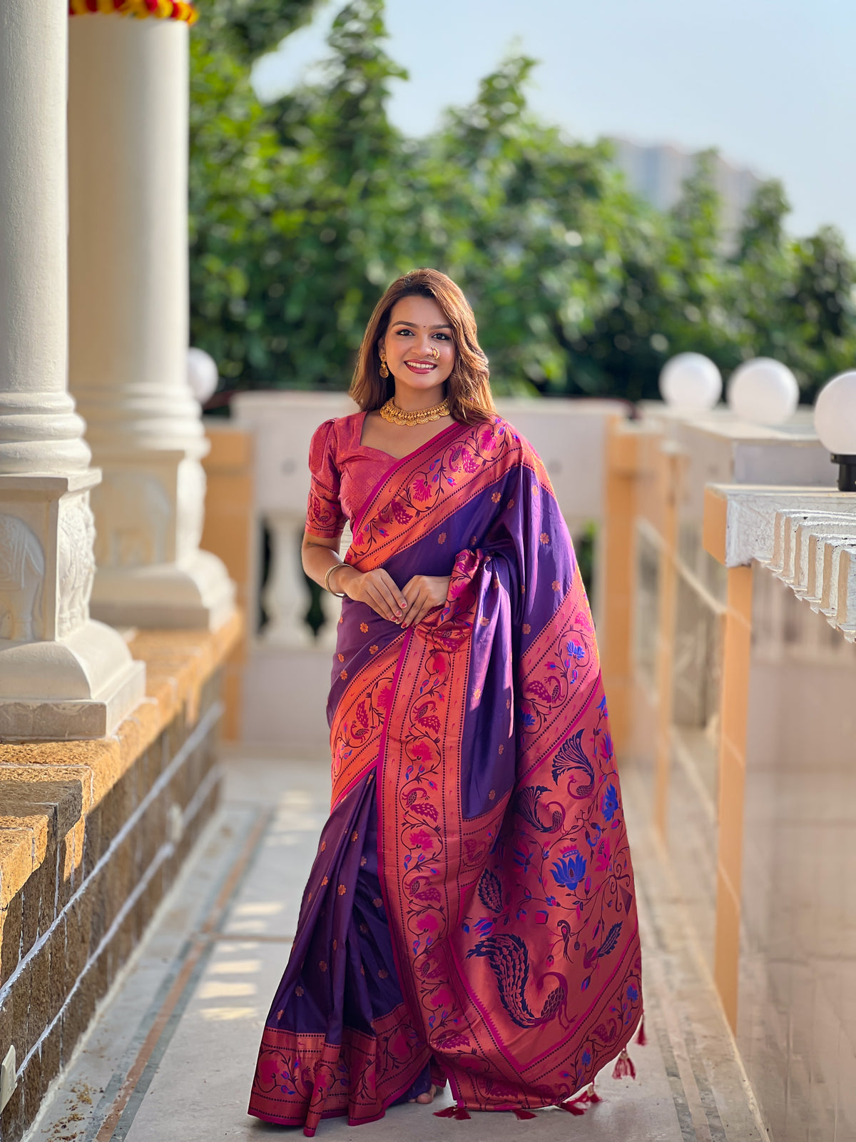 Purple Color Designer Paithani Silk Saree