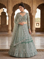 Light Green Premium Soft Net with Sequins Work Lehenga Choli