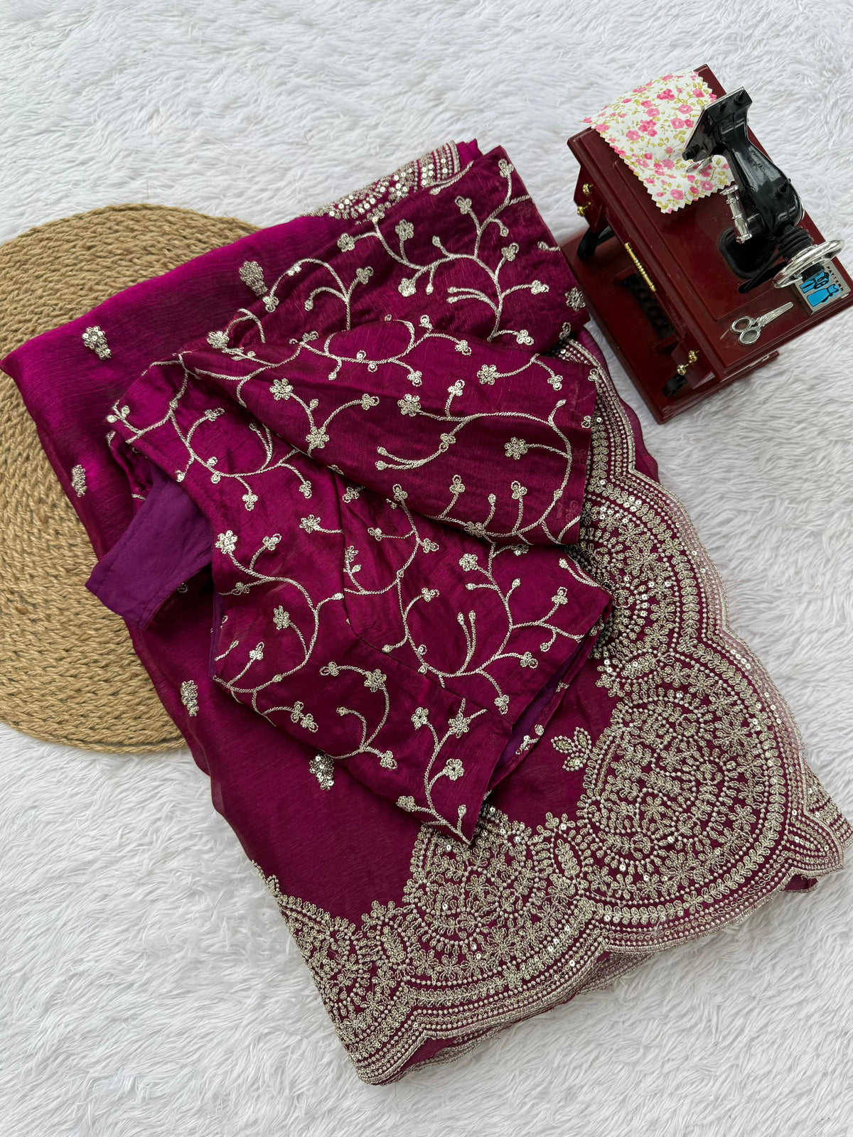 Pink Color Chiffon Designer Party Wear Saree