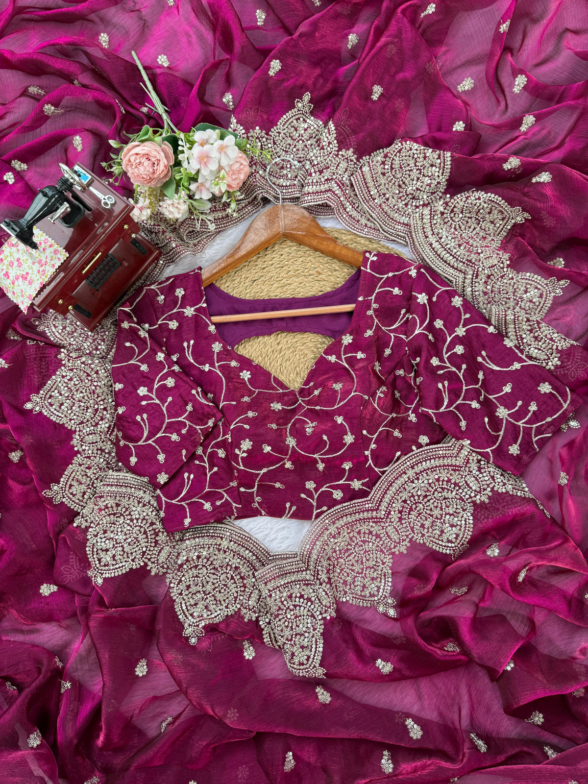 Pink Color Chiffon Designer Party Wear Saree