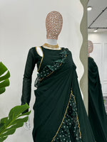 Green Color Georgette Designer Ruffle Boder Saree